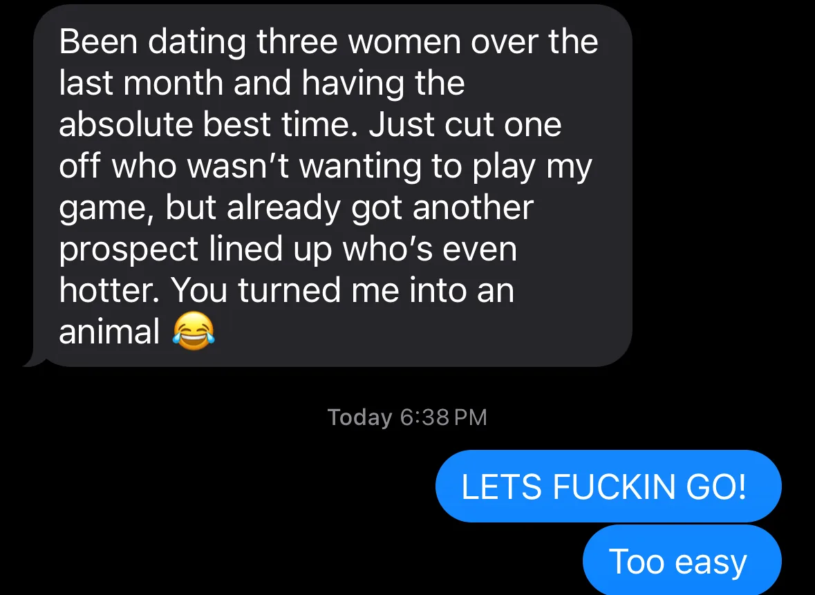 Dating coaching client result 3: real text conversation screenshot